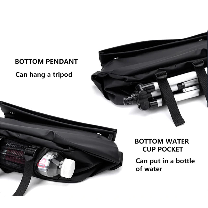 Anti-theft Men's Shoulder Bags Black Fashion Motorcycle Crossbody Bags Waterproof Casual Travel Messenger Bag For 7.9 Inch iPad