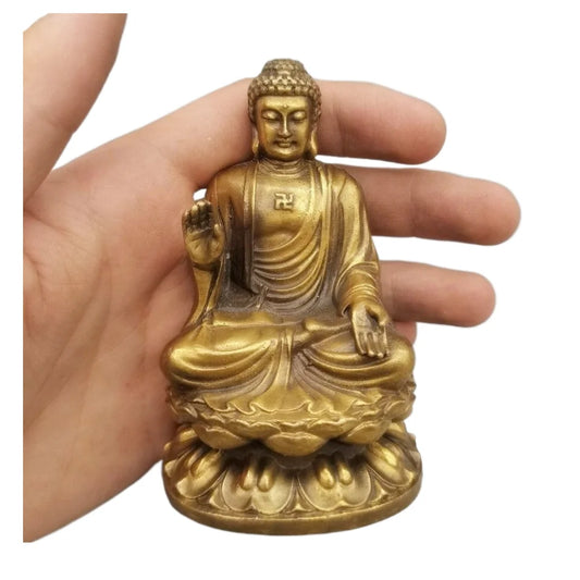 Antiquated The Buddha Figurine Copper Color Small Buddha Statue Room Decor Handicraft Art Ornament Buddhism Item Home Decoration