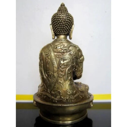Antique Buddhis Amitabha bronze buddha dragon statue Wish U Wealth
