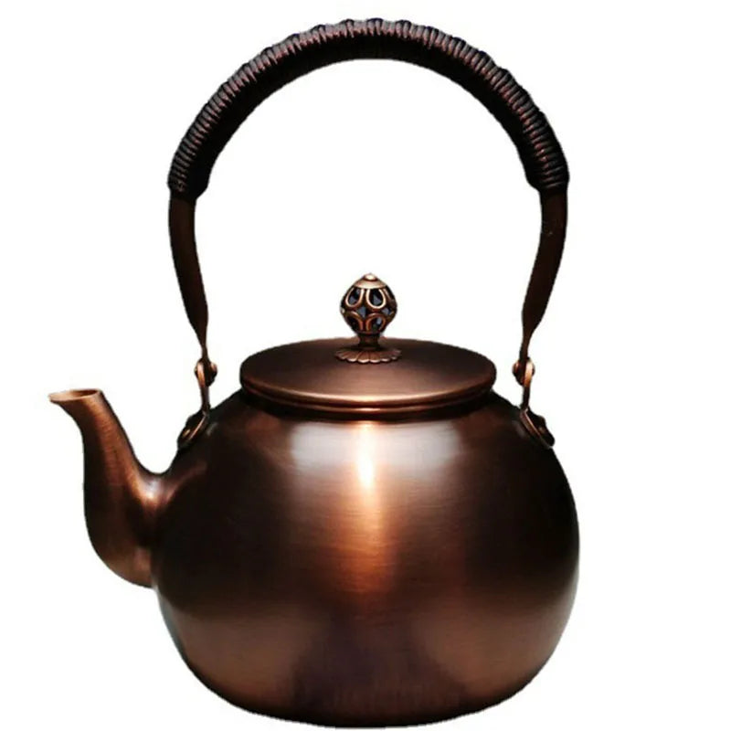 Antique Burn Kettle Round Pot Copper Teapot Japanese-style Retro Coffee Pots Kung Fu Tea Brewing Tea Teapot Household Items Gift