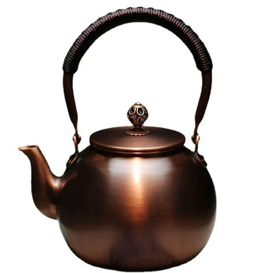 Antique Burn Kettle Round Pot Copper Teapot Japanese-style Retro Coffee Pots Kung Fu Tea Brewing Tea Teapot Household Items Gift