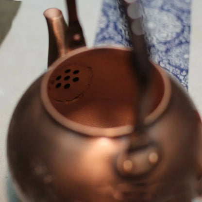 Antique Burn Kettle Round Pot Copper Teapot Japanese-style Retro Coffee Pots Kung Fu Tea Brewing Tea Teapot Household Items Gift