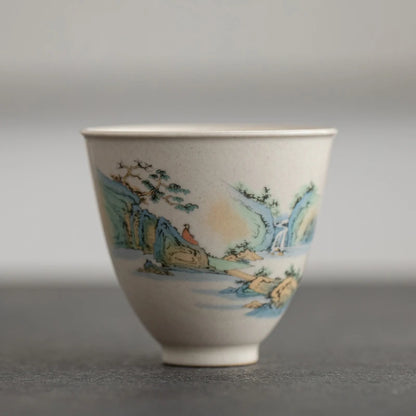 Antique Ceramic Teacup Boutique Hand Painted Flowers Tea Bowl Travel Personal Meditation Cup Household Tea Set Master Cups