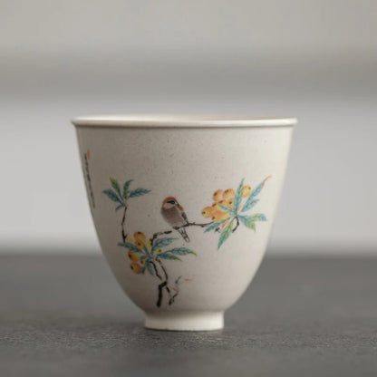 Antique Ceramic Teacup Boutique Hand Painted Flowers Tea Bowl Travel Personal Meditation Cup Household Tea Set Master Cups