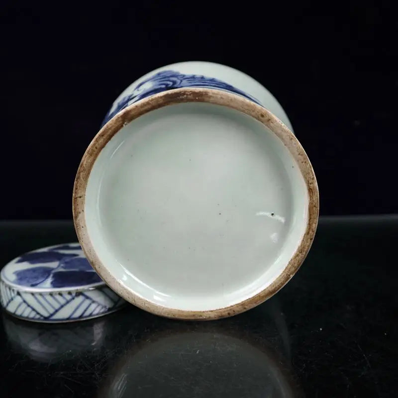 Antique Chinese Ancient Blue and White Porcelain Landscape Painting Tank Jar Pot