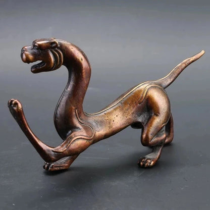 Antique Chinese Bronze Statue Hand-Carved --- Chilong Dragon