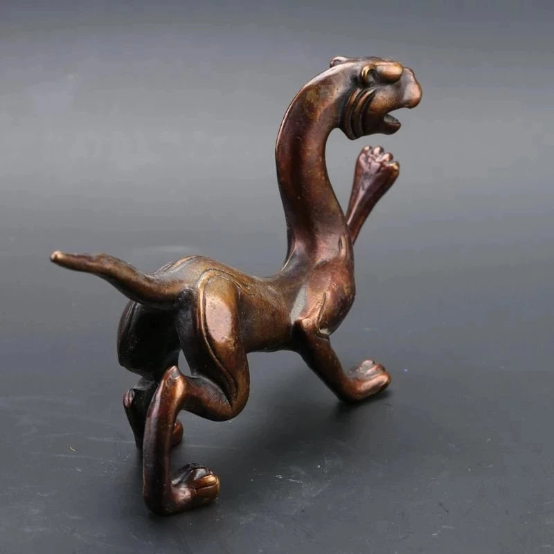 Antique Chinese Bronze Statue Hand-Carved --- Chilong Dragon