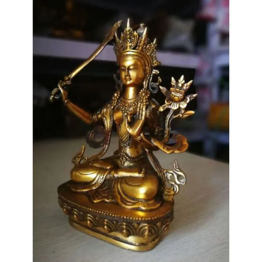 Antique Copper Bronze Manjusri Bodhisattva Kwan-yin Buddha Vajra Statues