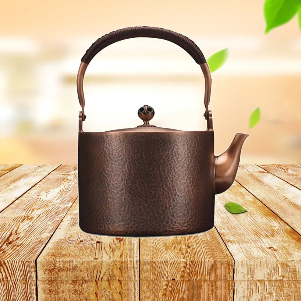 Antique Copper Kettle Handmade Hammer Pattern, Red Copper Teapot, Thickened Uncoated Kettle, Health Tea Set Crafts
