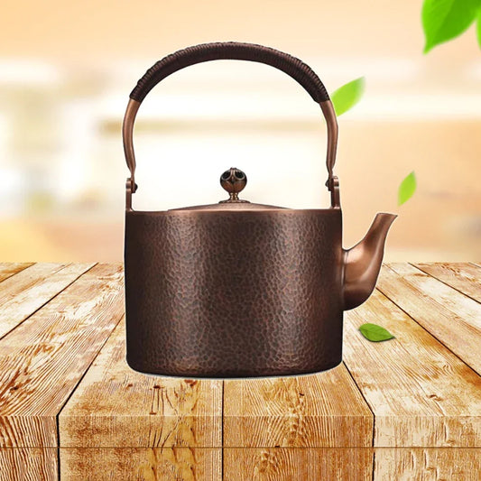 Antique Copper Kettle Handmade Hammer Pattern, Red Copper Teapot, Thickened Uncoated Kettle, Health Tea Set Crafts