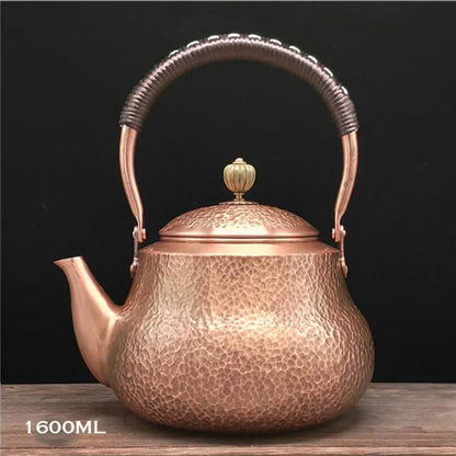 Antique Copper Kettle Handmade Hammer Pattern, Red Copper Teapot, Thickened Uncoated Kettle, Health Tea Set Crafts