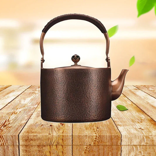 Antique Copper Kettle Handmade Hammer Pattern, Red Copper Teapot, Thickened Uncoated Kettle, Health Tea Set Crafts