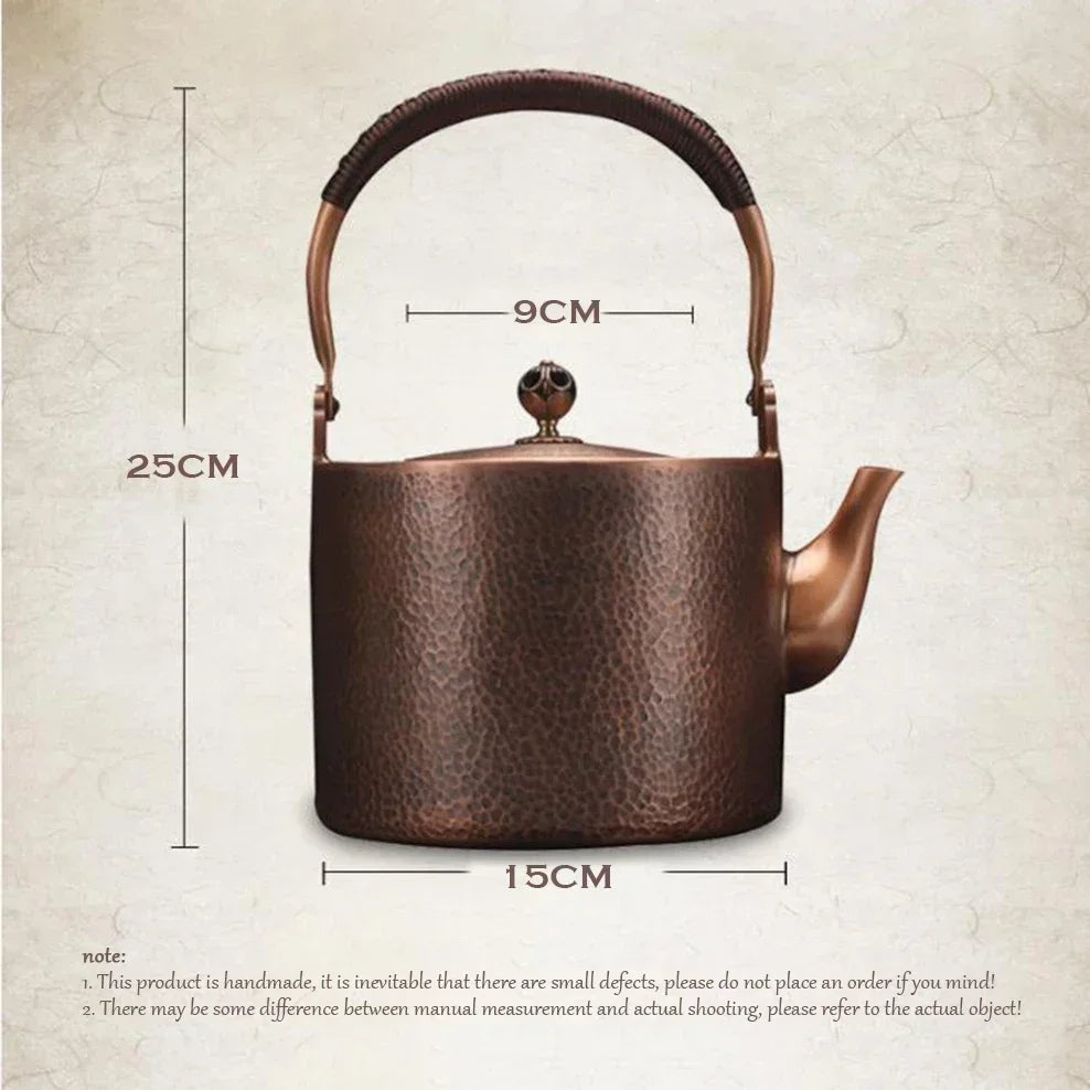 Antique Copper Kettle Handmade Hammer Pattern, Red Copper Teapot, Thickened Uncoated Kettle, Health Tea Set Crafts