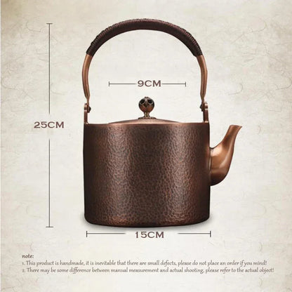 Antique Copper Kettle Handmade Hammer Pattern, Red Copper Teapot, Thickened Uncoated Kettle, Health Tea Set Crafts