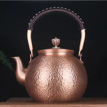 Antique Copper Kettle Handmade Hammer Pattern, Red Copper Teapot, Thickened Uncoated Kettle, Health Tea Set Crafts