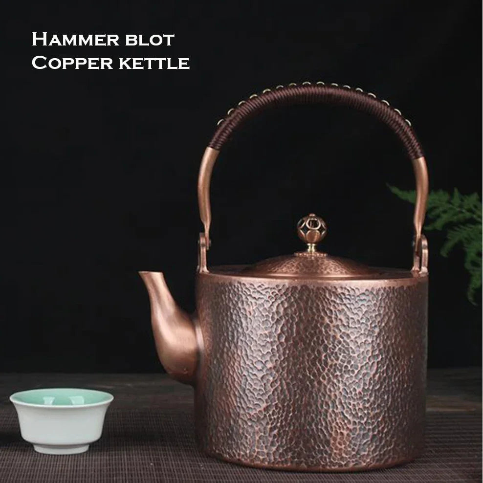 Antique Copper Kettle Handmade Hammer Pattern, Red Copper Teapot, Thickened Uncoated Kettle, Health Tea Set Crafts
