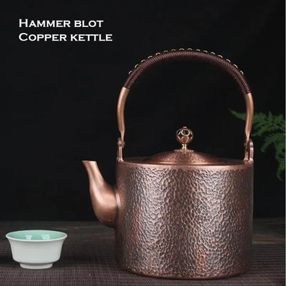 Antique Copper Kettle Handmade Hammer Pattern, Red Copper Teapot, Thickened Uncoated Kettle, Health Tea Set Crafts