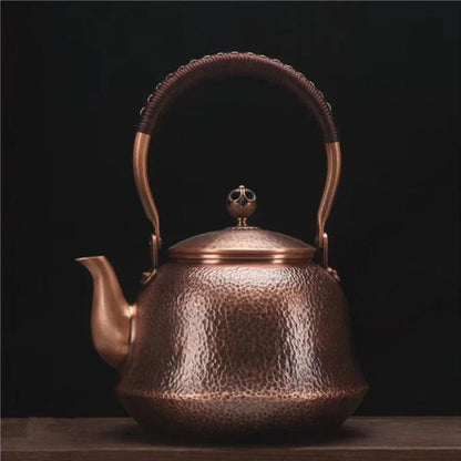 Antique Copper Kettle Handmade Hammer Pattern, Red Copper Teapot, Thickened Uncoated Kettle, Health Tea Set Crafts