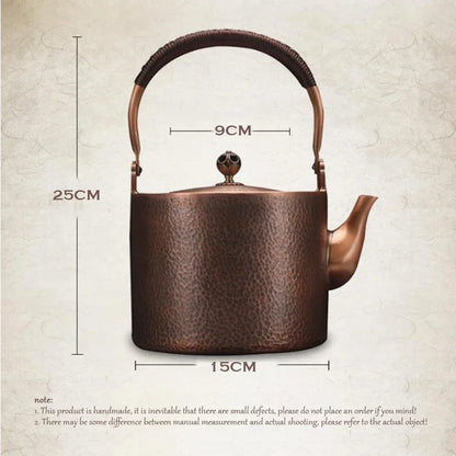 Antique Copper Kettle Handmade Hammer Pattern, Red Copper Teapot, Thickened Uncoated Kettle, Health Tea Set Crafts
