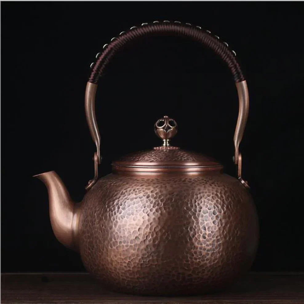 Antique Copper Kettle Handmade Hammer Pattern, Red Copper Teapot, Thickened Uncoated Kettle, Health Tea Set Crafts