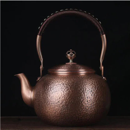 Antique Copper Kettle Handmade Hammer Pattern, Red Copper Teapot, Thickened Uncoated Kettle, Health Tea Set Crafts