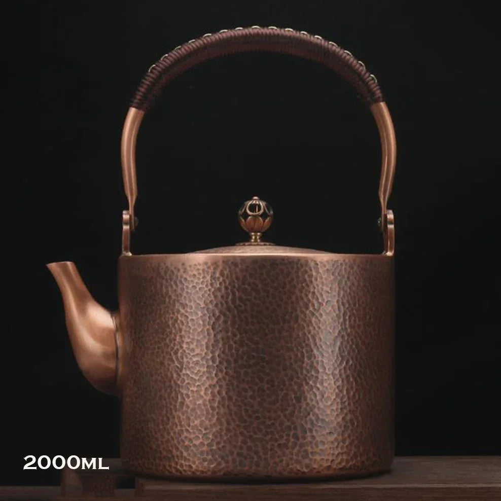 Antique Copper Kettle Handmade Hammer Pattern, Red Copper Teapot, Thickened Uncoated Kettle, Health Tea Set Crafts