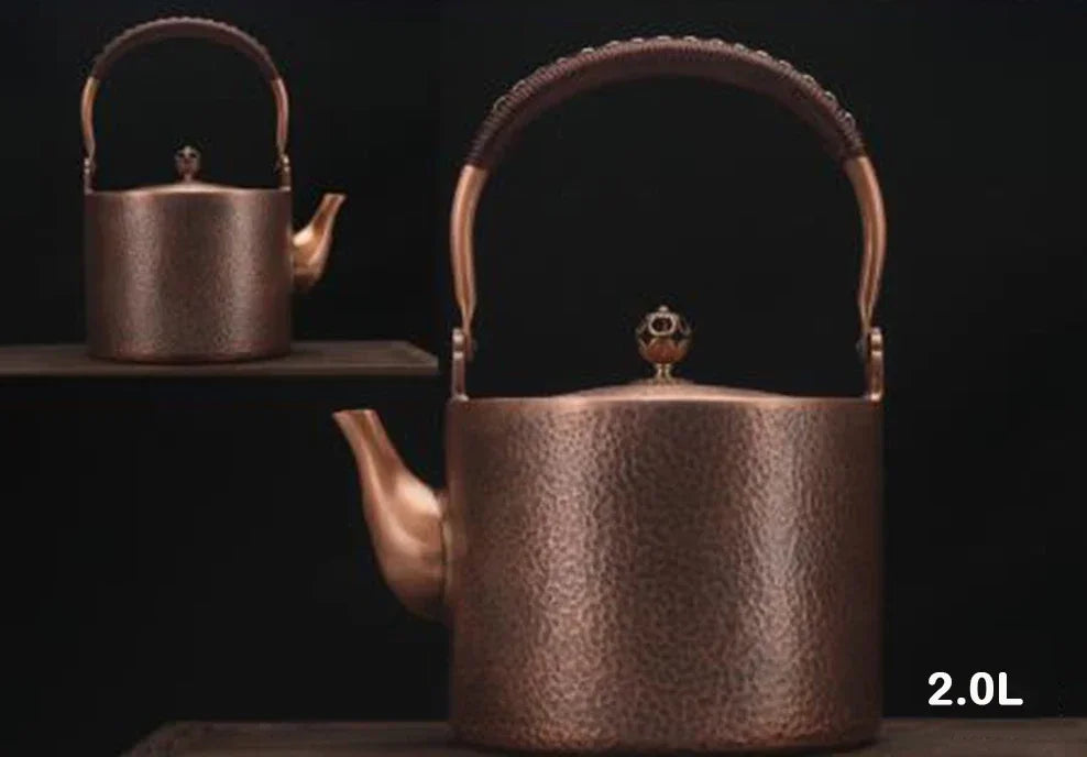 Antique Copper Kettle Handmade Hammer Pattern, Red Copper Teapot, Thickened Uncoated Kettle, Health Tea Set Crafts