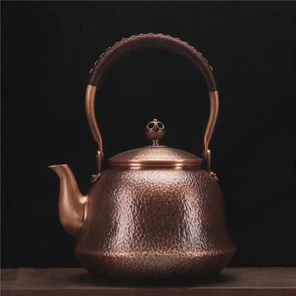 Antique Copper Kettle Handmade Hammer Pattern, Red Copper Teapot, Thickened Uncoated Kettle, Health Tea Set Crafts