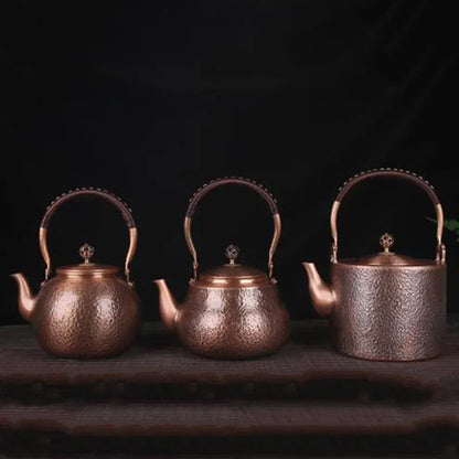 Antique Copper Kettle Handmade Hammer Pattern, Red Copper Teapot, Thickened Uncoated Kettle, Health Tea Set Crafts