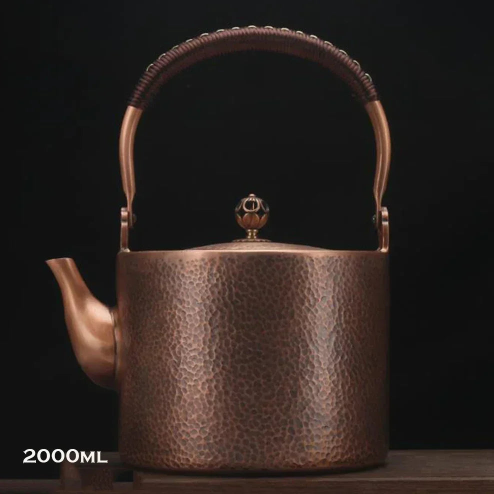 Antique Copper Kettle Handmade Hammer Pattern, Red Copper Teapot, Thickened Uncoated Kettle, Health Tea Set Crafts