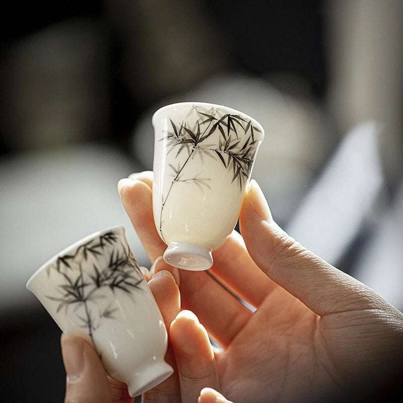Antique Hand-painted Bamboo Tea Cup Home Ceramic Teacups Master Cup Kung Fu Tea Set Juxiang Cup Accessories Drink Drinkware