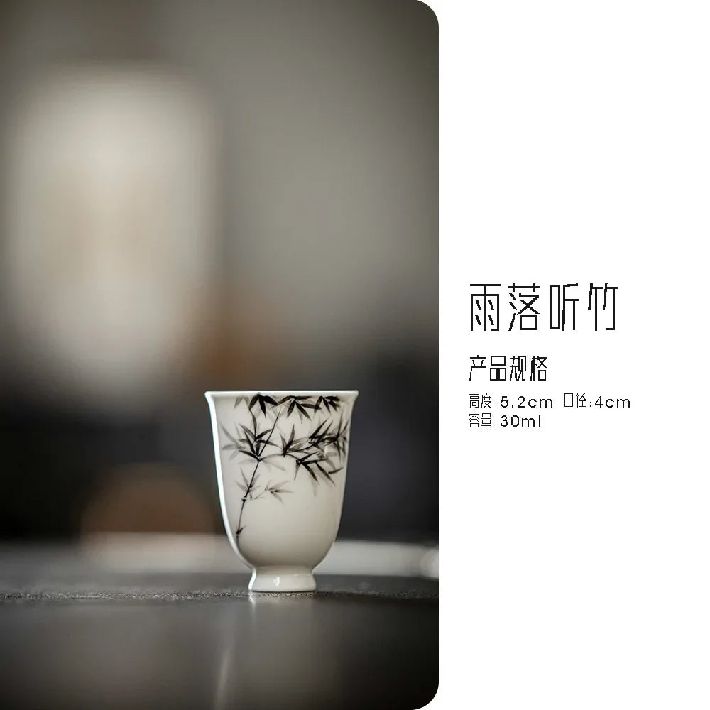 Antique Hand-painted Bamboo Tea Cup Home Ceramic Teacups Master Cup Kung Fu Tea Set Juxiang Cup Accessories Drink Drinkware
