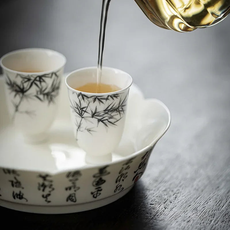 Antique Hand-painted Bamboo Tea Cup Home Ceramic Teacups Master Cup Kung Fu Tea Set Juxiang Cup Accessories Drink Drinkware