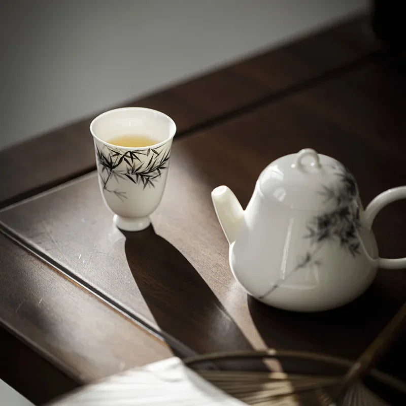 Antique Hand-painted Bamboo Tea Cup Home Ceramic Teacups Master Cup Kung Fu Tea Set Juxiang Cup Accessories Drink Drinkware