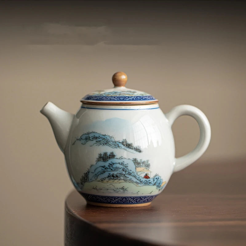 Antique Landscape Kettle Chinese Teapot Ceramic Tea Ceremony Set Milk Oolong Tea Tie Guan Yin Jasmine Teaware Type Lily Deng