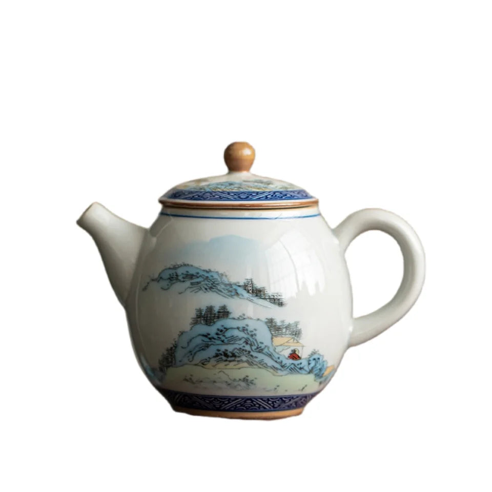 Antique Landscape Kettle Chinese Teapot Ceramic Tea Ceremony Set Milk Oolong Tea Tie Guan Yin Jasmine Teaware Type Lily Deng