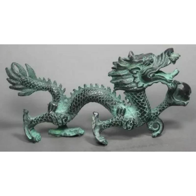 Antique Old earth Bronze statues Folk Handwork Dragon statues Wish U Wealth