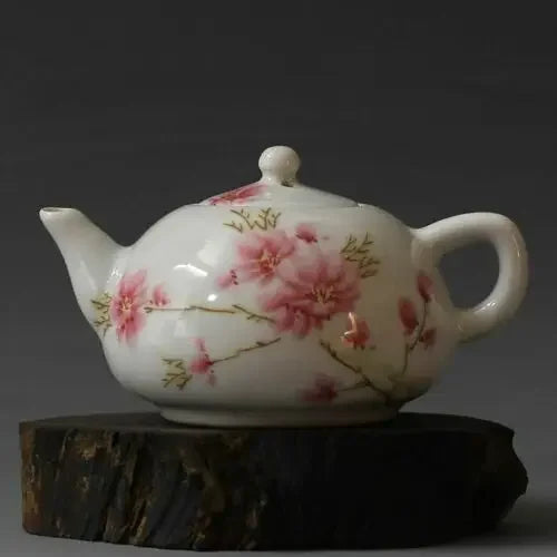 Antique Porcelain Sign Up Peach Blossom in Water Teapot, 4.9 ", China Old