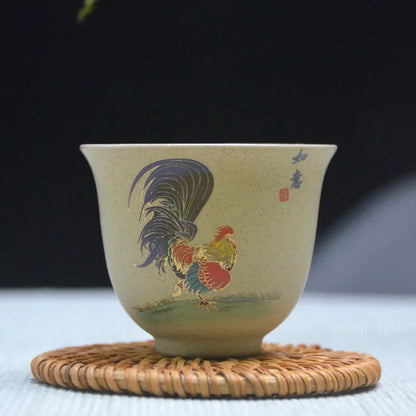 Antique Pottery Ceramic Teacup Hand Painted Cock Tea Cup Travel Portable Tea Bowl Pu'er Master Cup Chinese Tea set Accessories