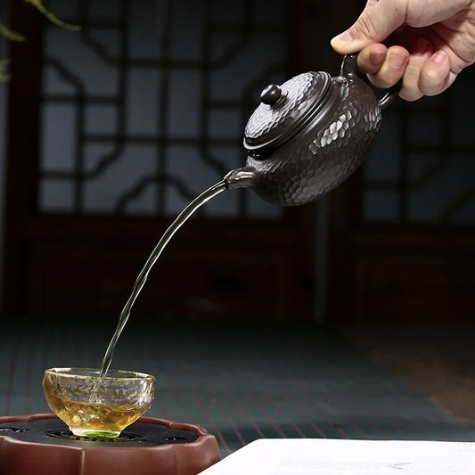 Antique Purple Clay Teapot Wholesale Handmade Raw Ore Black Galaxy Teapot One Piece Dropshipping Yuan Youjun Strength Pottery Ha