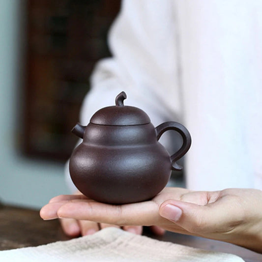 Antique Raw Ore Zhu Mud Gourd Shape Tea Kettle Chinese Yixing Purple Clay Teapot Portable Small Capacity Tea Pot Drinkware 130ml