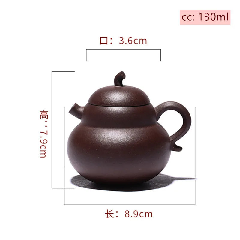 Antique Raw Ore Zhu Mud Gourd Shape Tea Kettle Chinese Yixing Purple Clay Teapot Portable Small Capacity Tea Pot Drinkware 130ml
