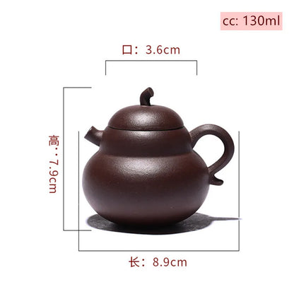 Antique Raw Ore Zhu Mud Gourd Shape Tea Kettle Chinese Yixing Purple Clay Teapot Portable Small Capacity Tea Pot Drinkware 130ml