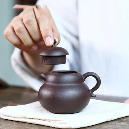 Antique Raw Ore Zhu Mud Gourd Shape Tea Kettle Chinese Yixing Purple Clay Teapot Portable Small Capacity Tea Pot Drinkware 130ml