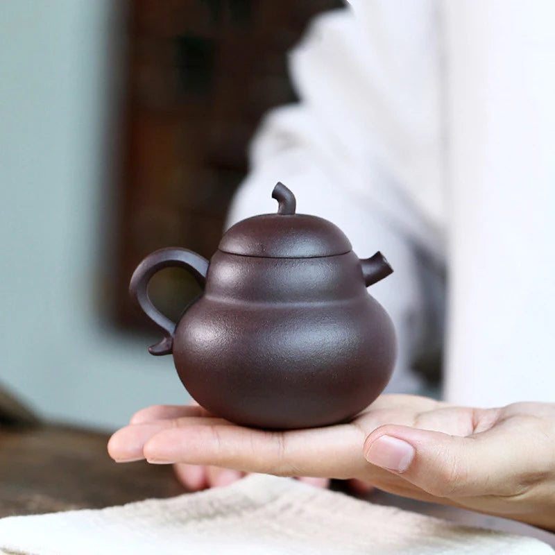Antique Raw Ore Zhu Mud Gourd Shape Tea Kettle Chinese Yixing Purple Clay Teapot Portable Small Capacity Tea Pot Drinkware 130ml
