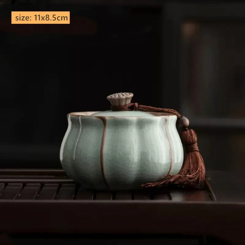 Antique Style Ceramic Tea Tin Handmade Tea Bag Storage Jar Sealed Against Moisture Coffee Container Kitchen Tea Accessories