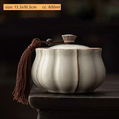 Antique Style Ceramic Tea Tin Handmade Tea Bag Storage Jar Sealed Against Moisture Coffee Container Kitchen Tea Accessories