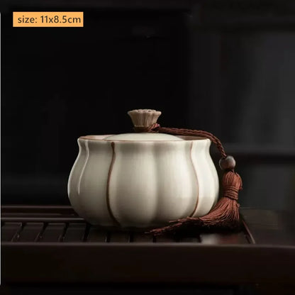 Antique Style Ceramic Tea Tin Handmade Tea Bag Storage Jar Sealed Against Moisture Coffee Container Kitchen Tea Accessories