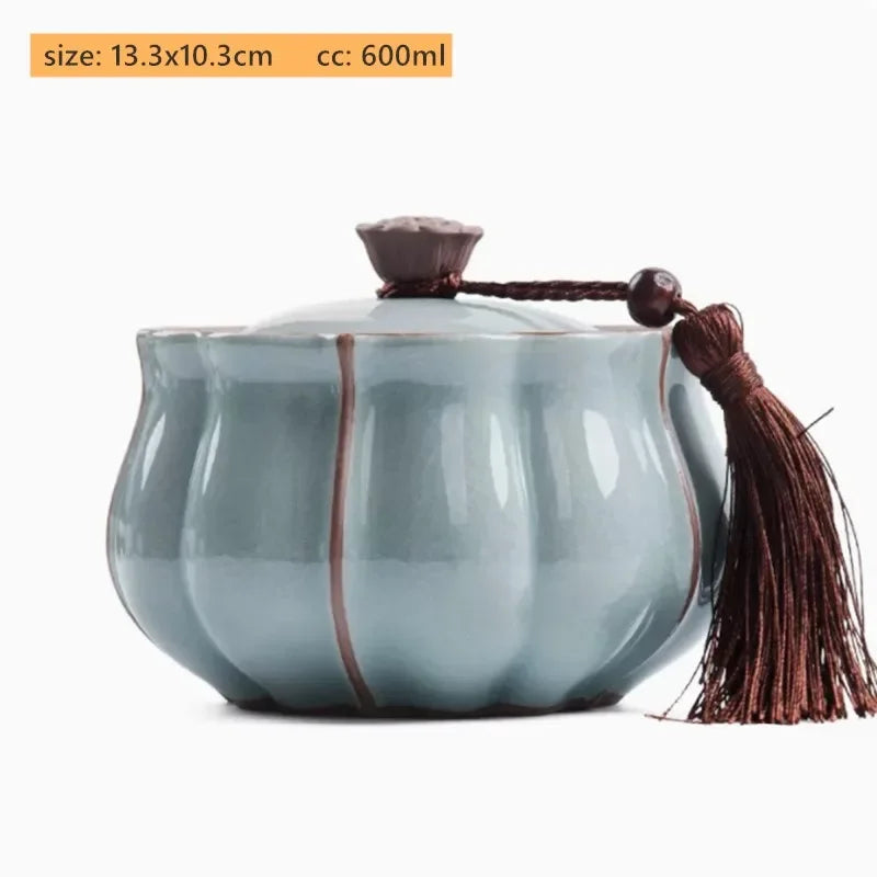 Antique Style Ceramic Tea Tin Handmade Tea Bag Storage Jar Sealed Against Moisture Coffee Container Kitchen Tea Accessories