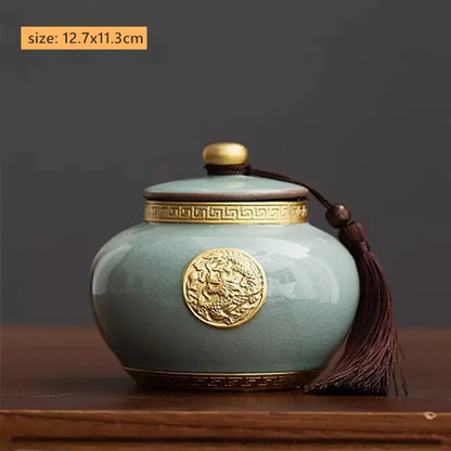 Antique Style Ceramic Tea Tin Handmade Tea Bag Storage Jar Sealed Against Moisture Coffee Container Kitchen Tea Accessories